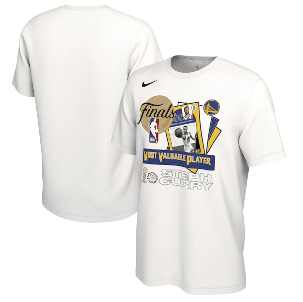 Men's Golden State Warriors 2021-2022 White NBA Finals Champions MVP T-Shirt
